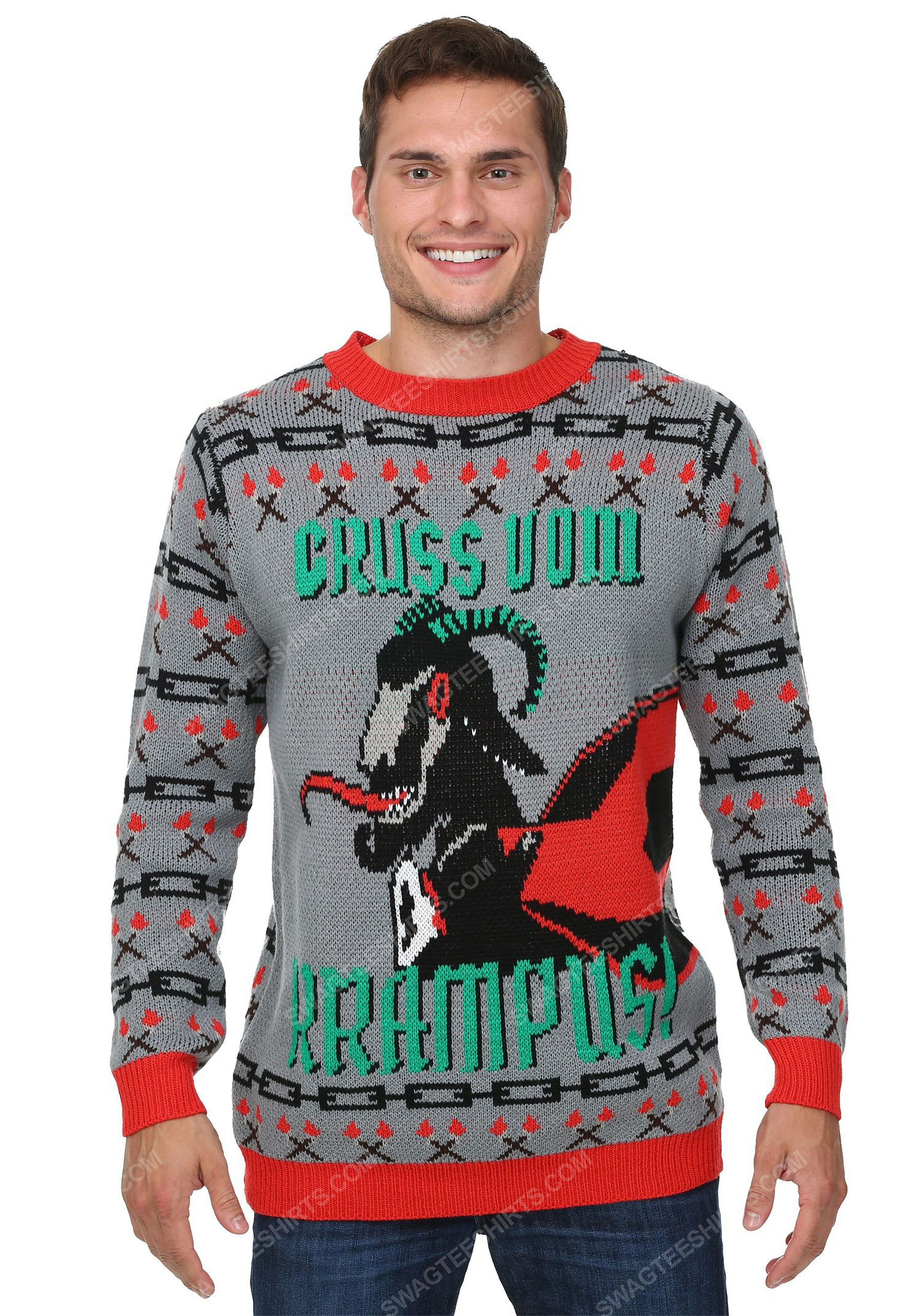 [special edition] Christmas holiday krampus full print ugly christmas sweater – maria