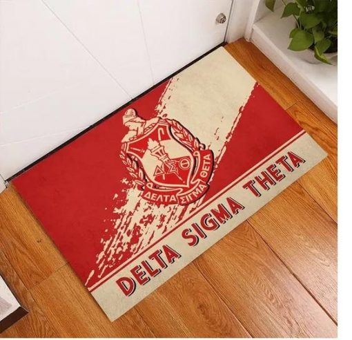 Delta Sigma Theta 1913 Emblem Red and Beige Doormat2