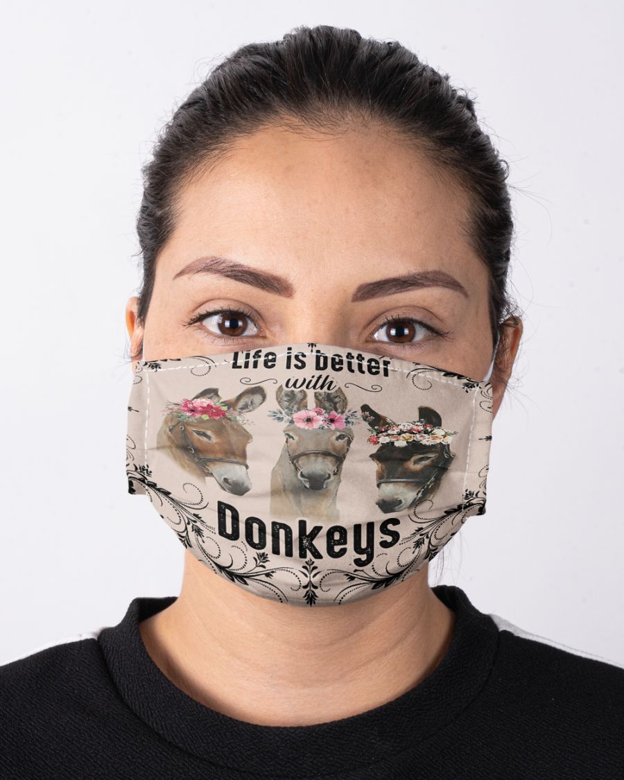 Life is better with donkeys face mask - pic 2