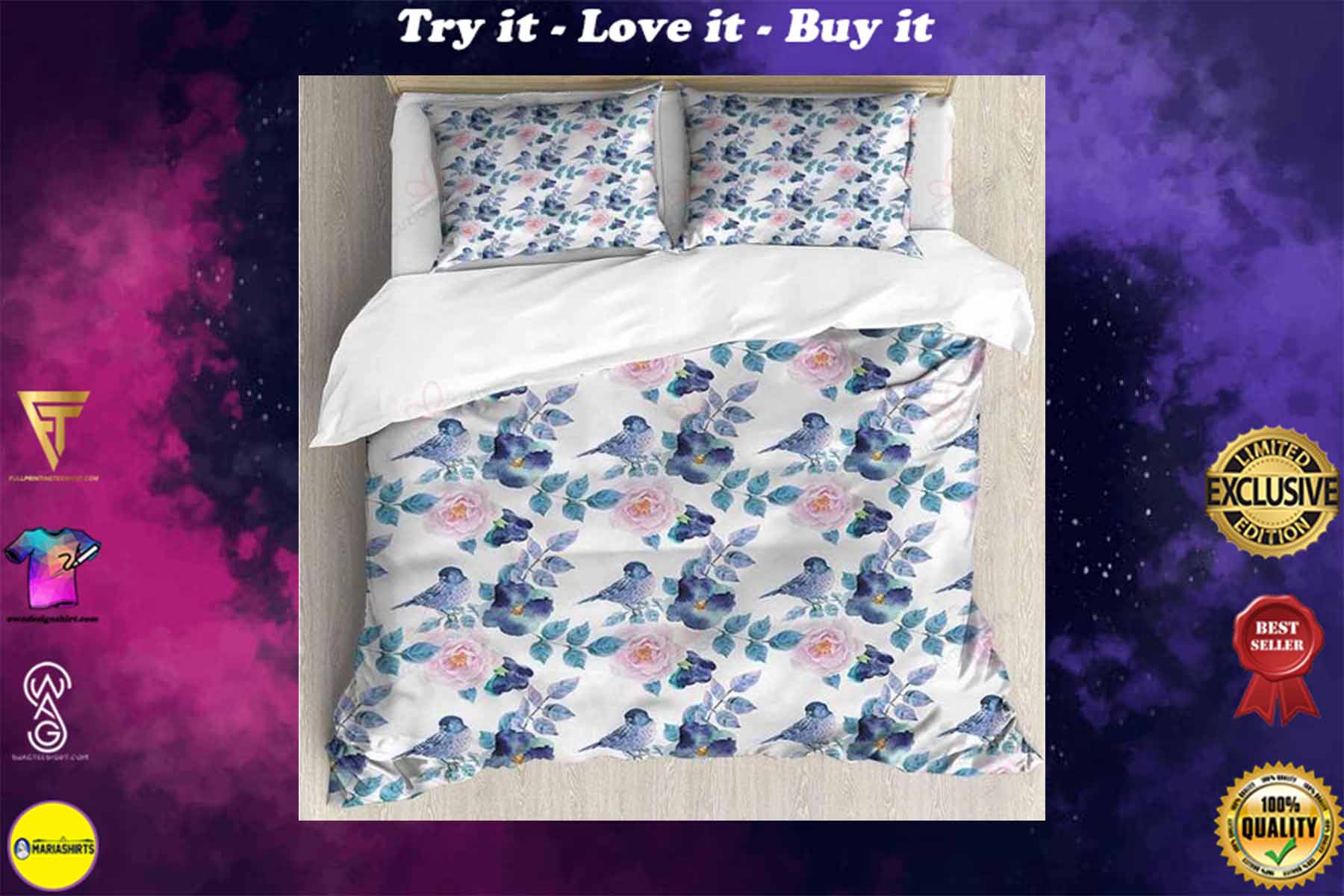 [special edition] floral and lovely bird bedding set – maria