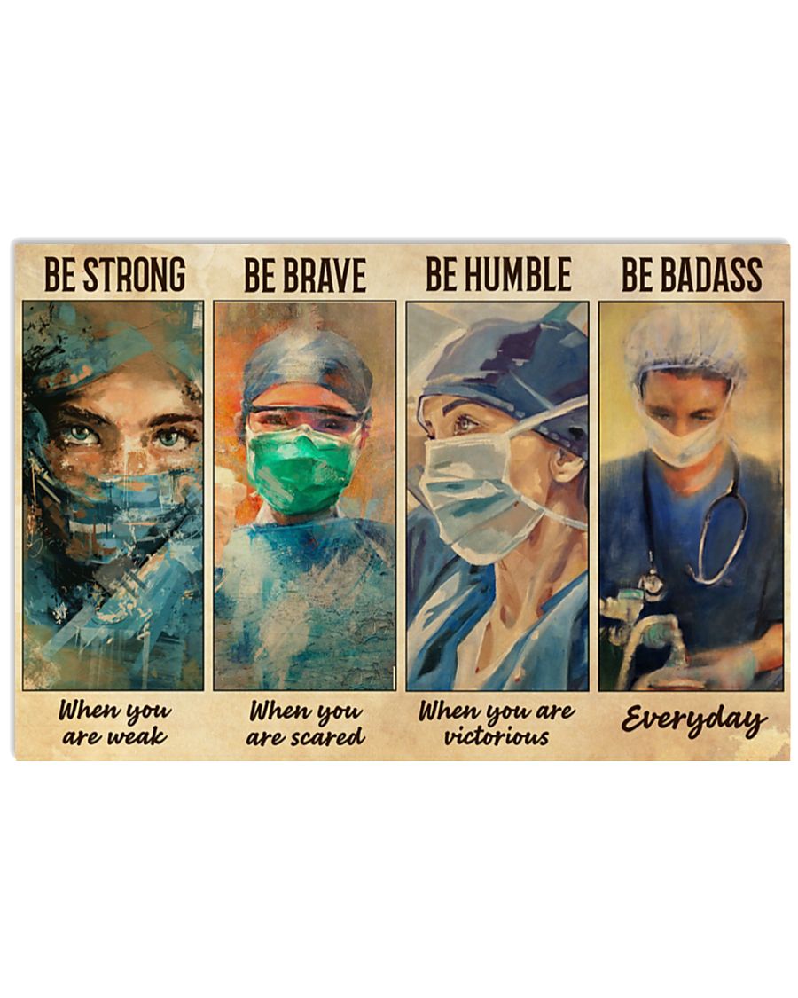 Female Physicians be strong be brave be humble be badass poster