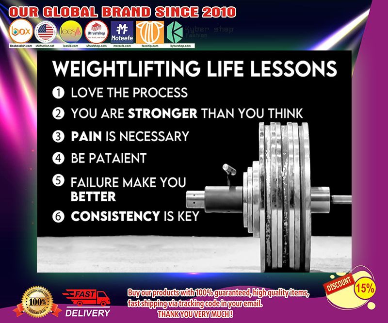 Fitness weightlifting life lessons poster