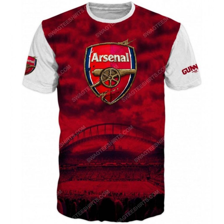 Football team arsenal fc gun cannon and shield full printing shirt - front