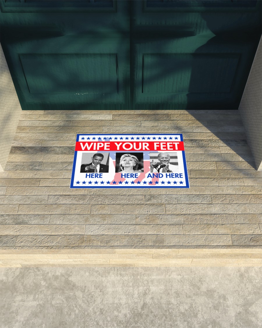 Barrack Obama Hillary Clinton Joe Biden Wipe your feet here here and here doormat - Picture 3