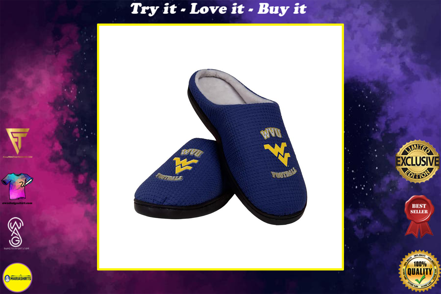 [special edition] west virginia mountaineers football full over printed slippers – maria