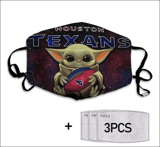 Baby Yoda hug Houston Texans face mask