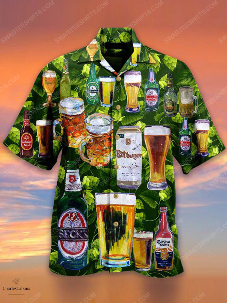 Beer cheering for party bar summer vacation hawaiian shirt 1