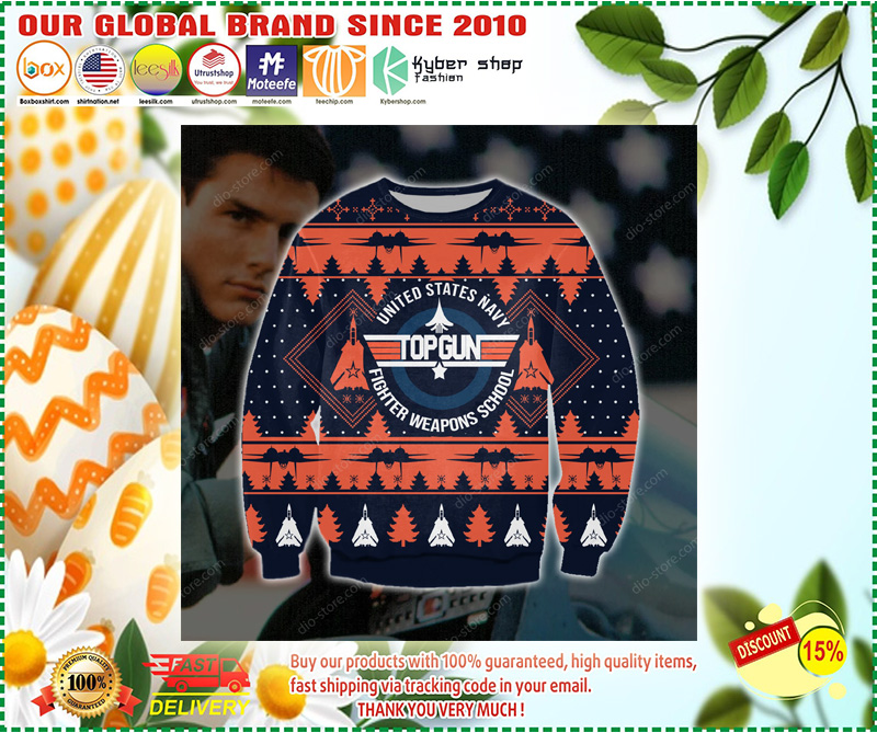 TOP GUN UNITED STATES NAVY FIGHTER WEAPONS SCHOOL UGLY CHRISTMAS SWEATER 2