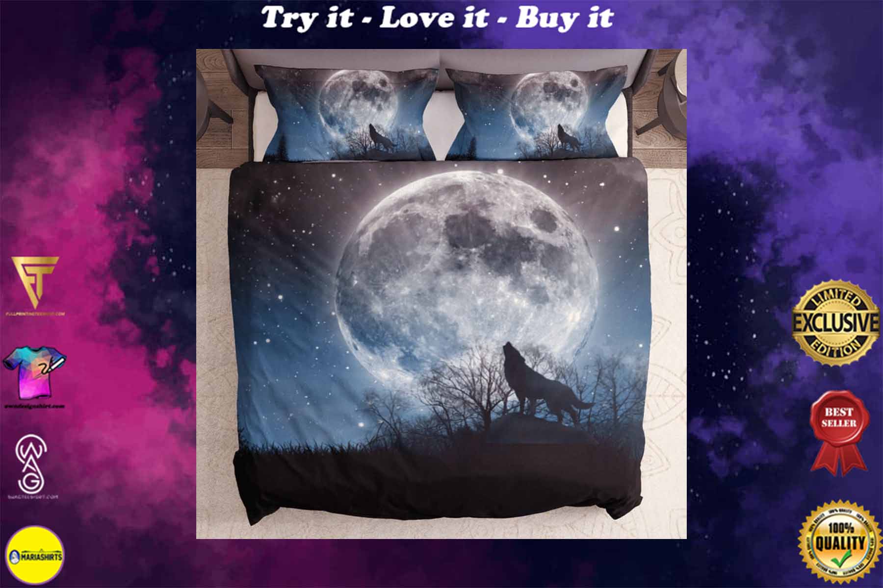 [special edition] wolf and moon spirit bedding set – maria