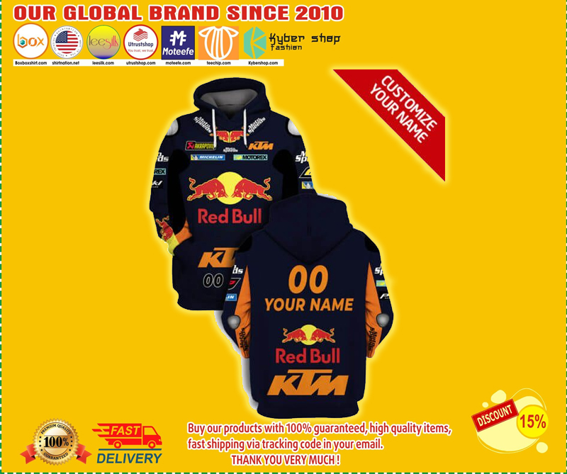 Red Bull KTM Racing Custom Name Number 3d hoodie 3