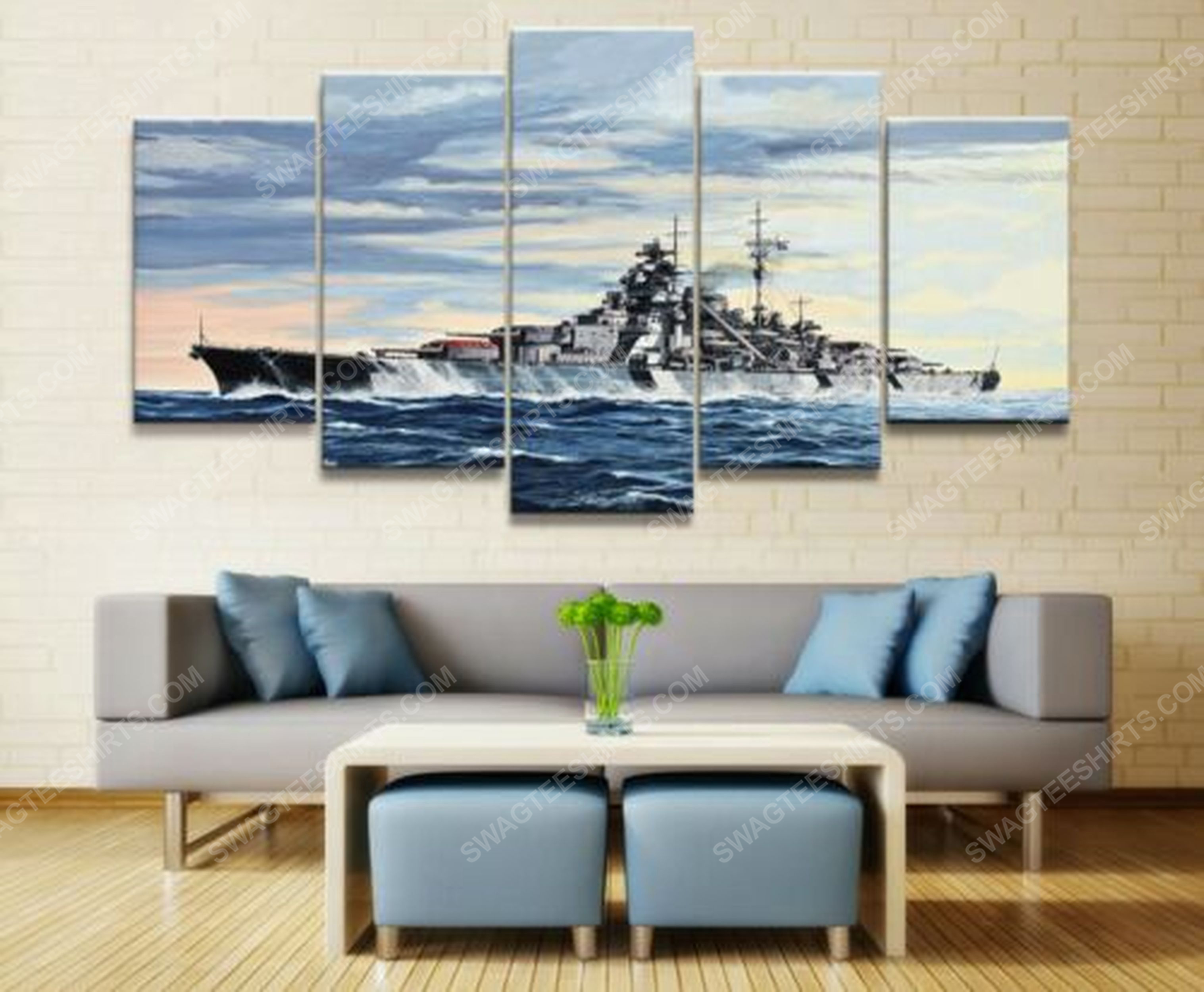 [special edition] German battleship bismarck print painting canvas wall art home decor – maria