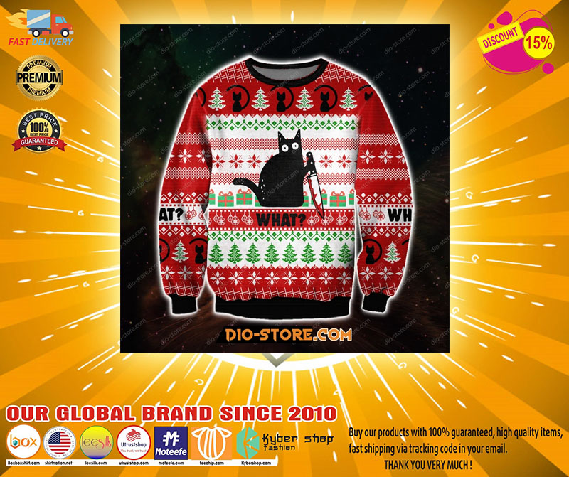 What black cat ugly Christmas sweater2