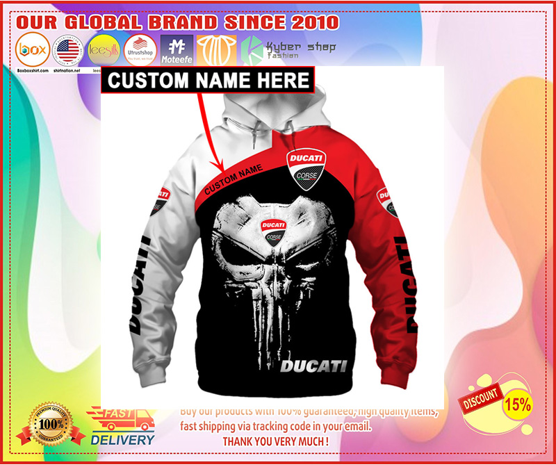 Skull Ducati corse 3d hoodie custom personalized name 1