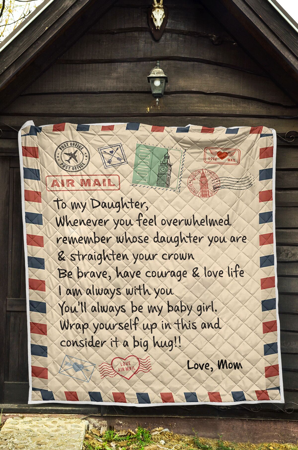 Air mail to my daughter quilt blanket