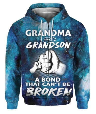 Grandma and grandson a bond that cant be broken 3d zip hoodie