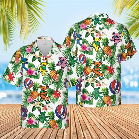 Grateful Dead bear pineapple hawaiian shirt, short – LIMITED EDITION