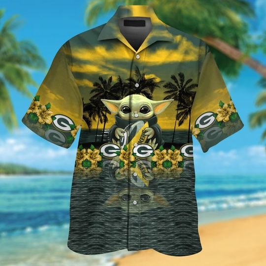 Green Bay Packers Baby Yoda Hawaiian Shirt, Short1