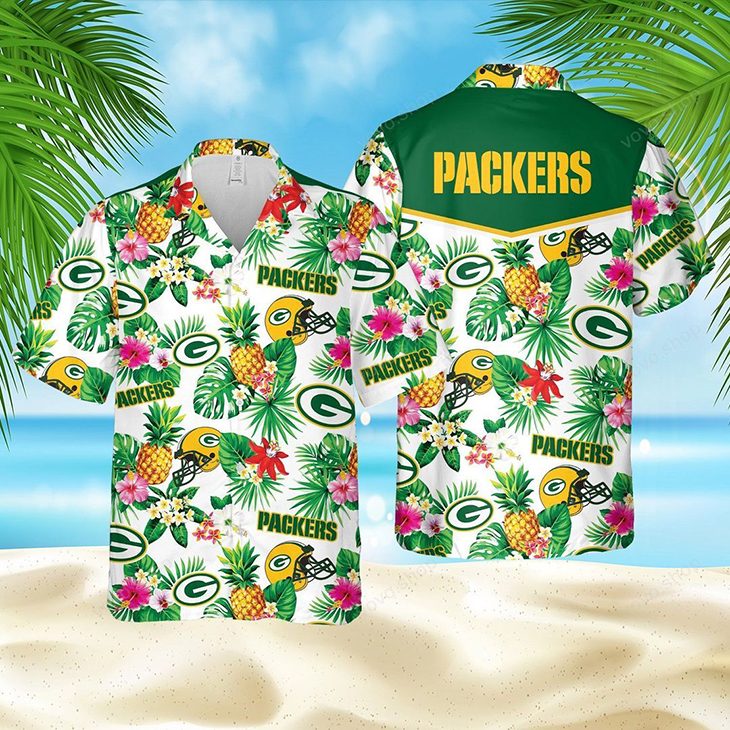 Green Bay Packers Logo Pinapple Hawaiian Shirt Short