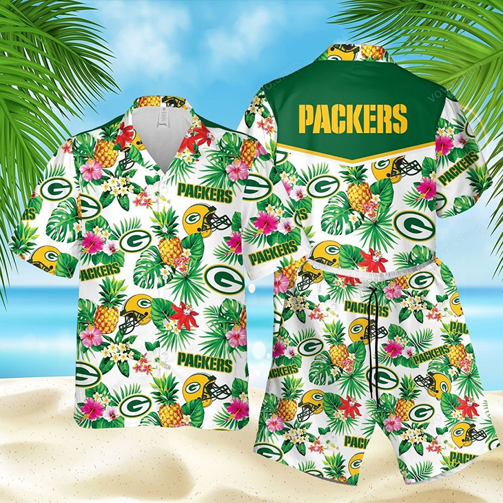 Green Bay Packers Logo Pinapple Hawaiian Shirt, Short2