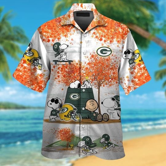 Green bay packers The Peanuts Snoopy autumn hawaiian shirt,short -BBS