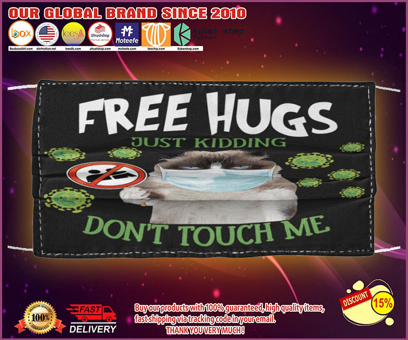 Grumpy cat free hugs just kidding don't touch me face mask 1