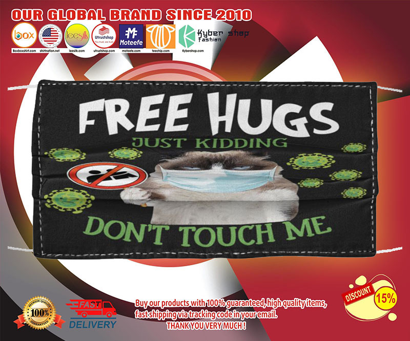 Grumpy cat free hugs just kidding don't touch me face mask 3