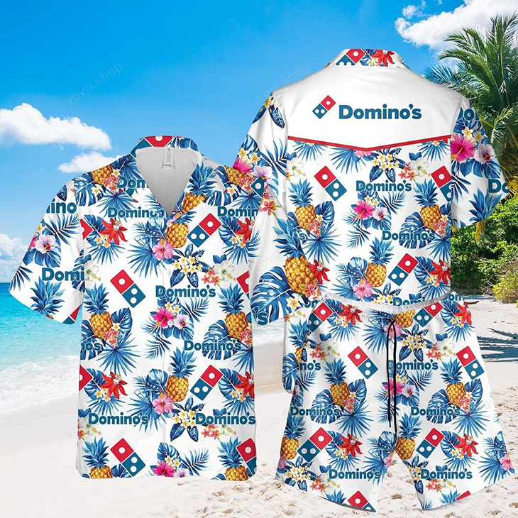 Dominos Pizza Logo Pinapple Hawaiian Shirt, Short2