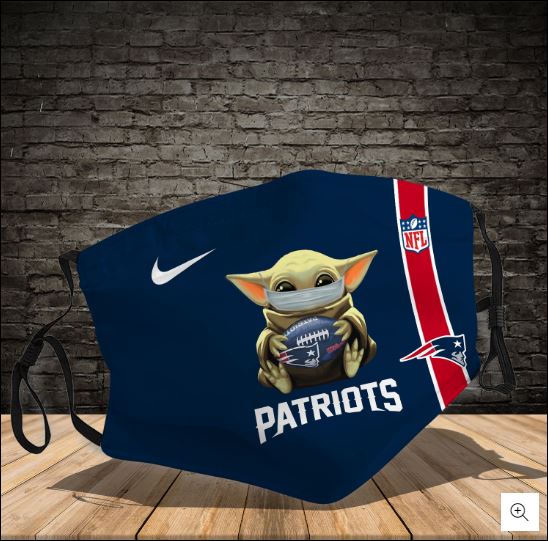 Baby Yoda hug New England Patriots NFL face mask