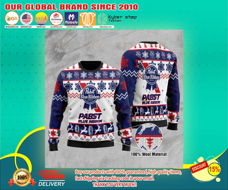 Pabst blue ribbon beer ugly Christmas sweater 3