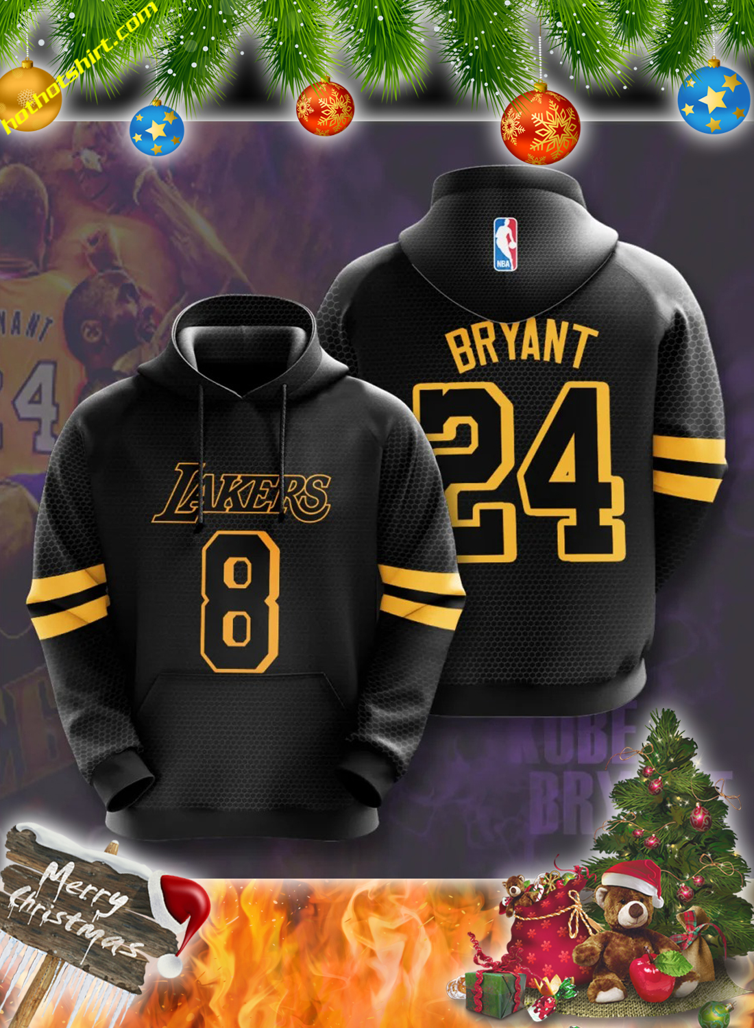 Lakers 8 bryant 24 3d hoodie