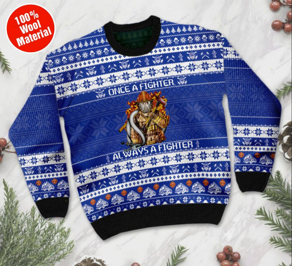 Once a fighter always a fighter ugly sweater 1