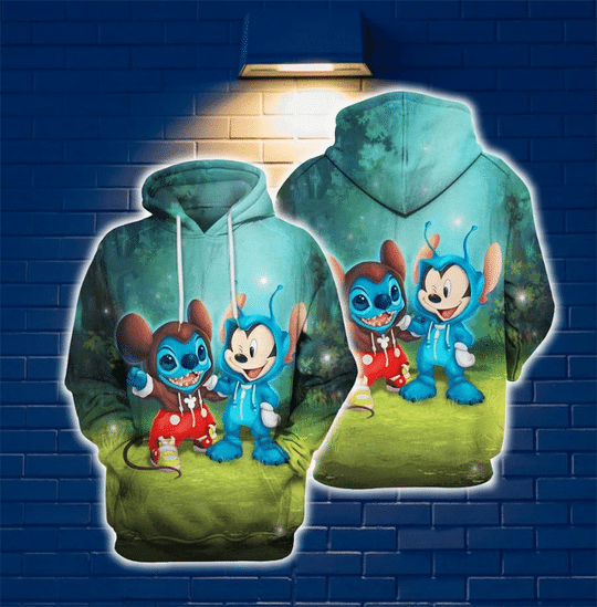 Mickey And Stitch 3d all over print hoodie -BBS