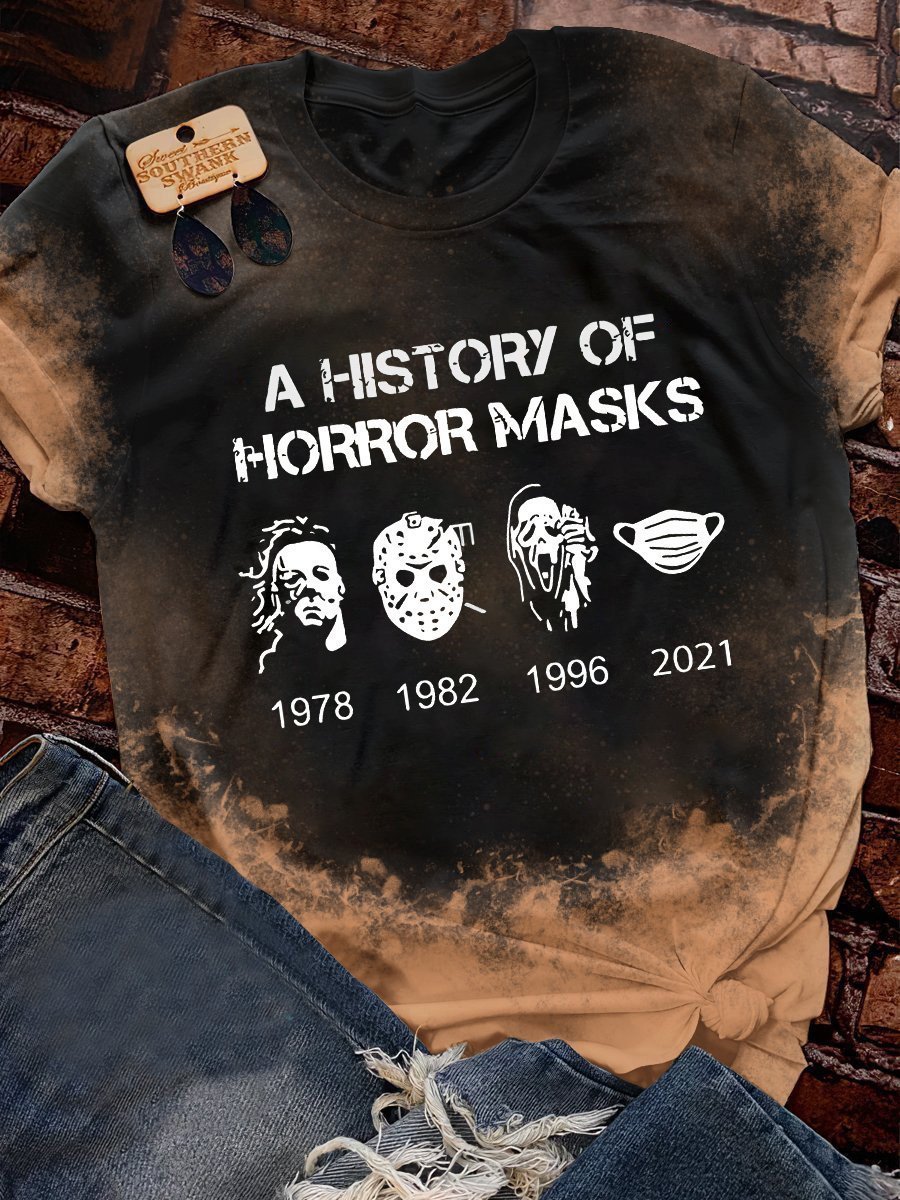 Killer A history of horror masks Halloween full print short sleeve t-shirt