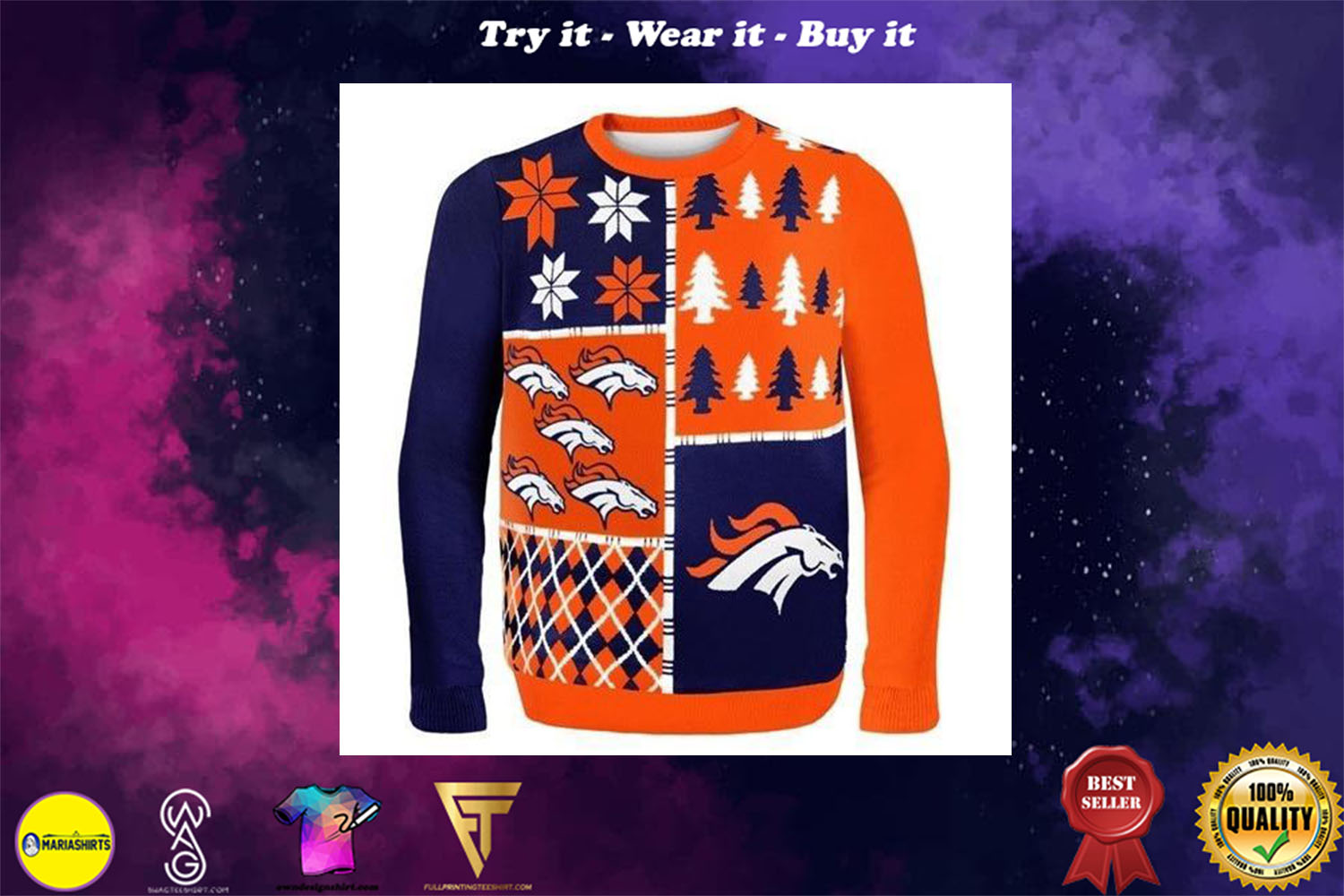 [special edition] denver broncos busy block ugly christmas sweater – maria