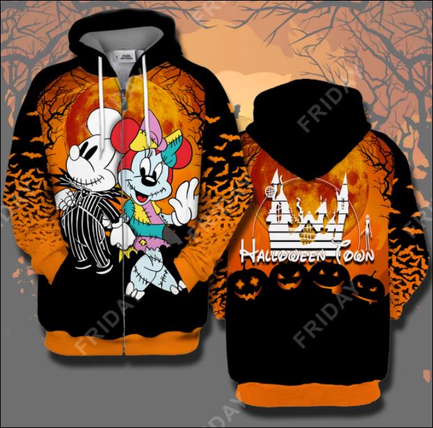 Halloween town Mickey mouse and Minnie mouse 3D all over printed zip hoodie