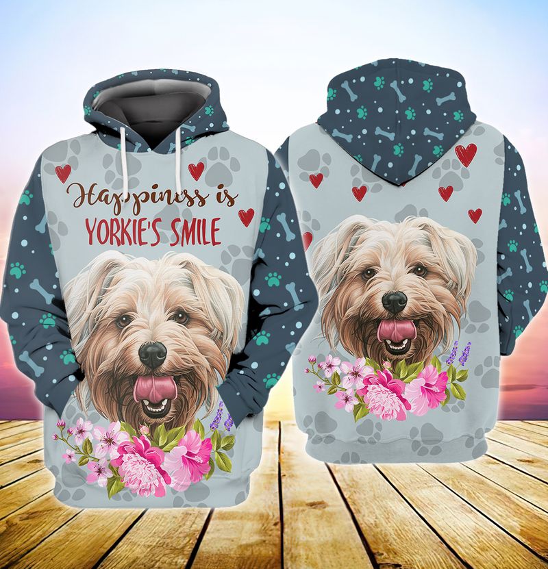 Happiness is yorkshires smile 3d full print hoodie