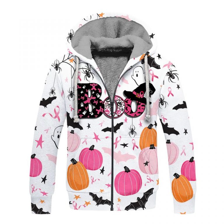 Happy halloween breast cancer awareness boo 3d fleece hoodie