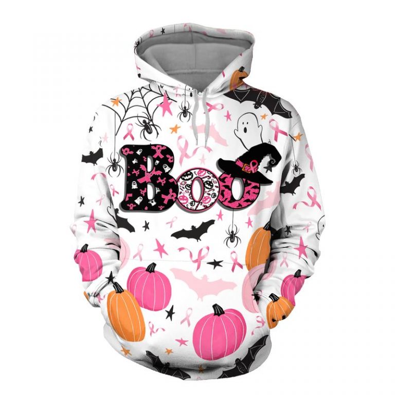 Happy halloween breast cancer awareness boo 3d hoodie