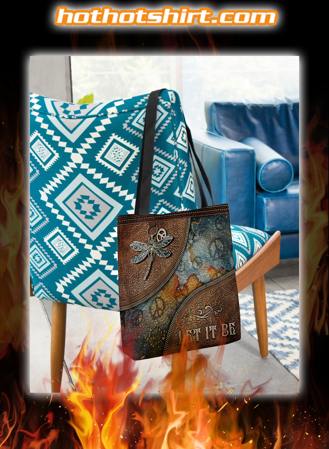Hippie Dragonfly Let it Be Tote Bag 1