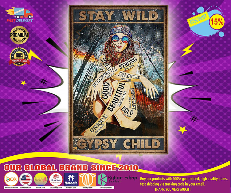 Hippie Girl stay wild gypsy child poster1
