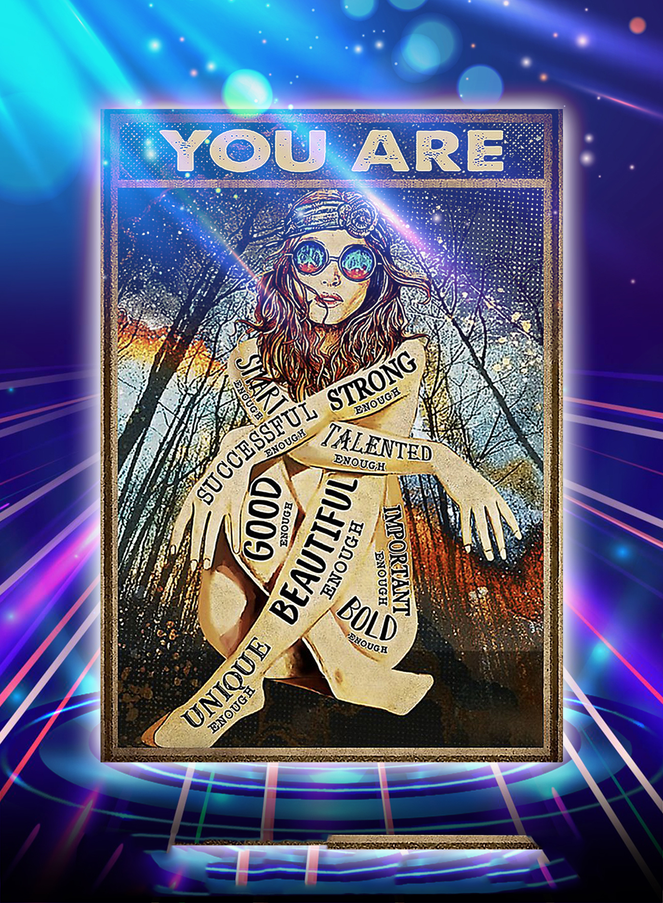 Hippie girl glasses you are strong good beautiful poster