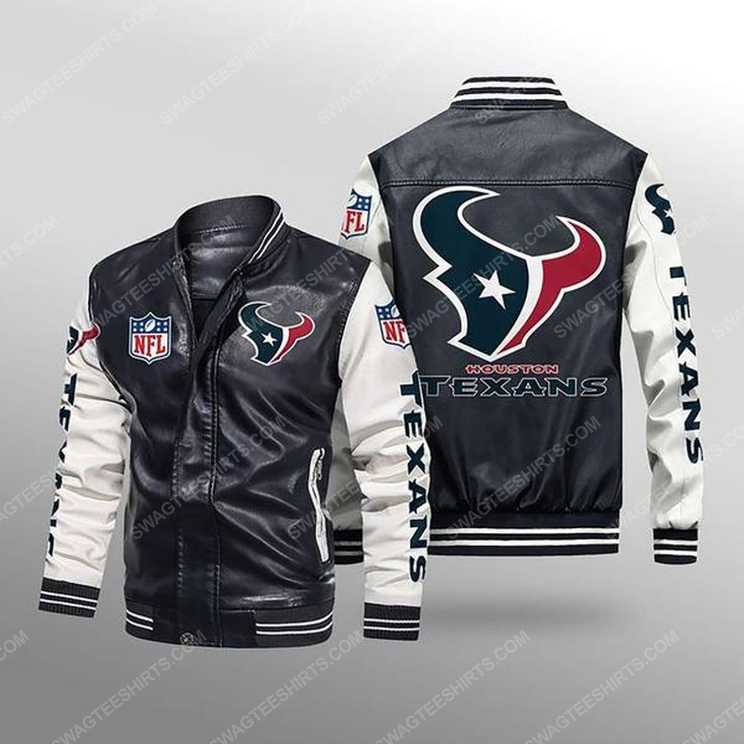 [special edition] Houston texans all over print leather bomber jacket – maria