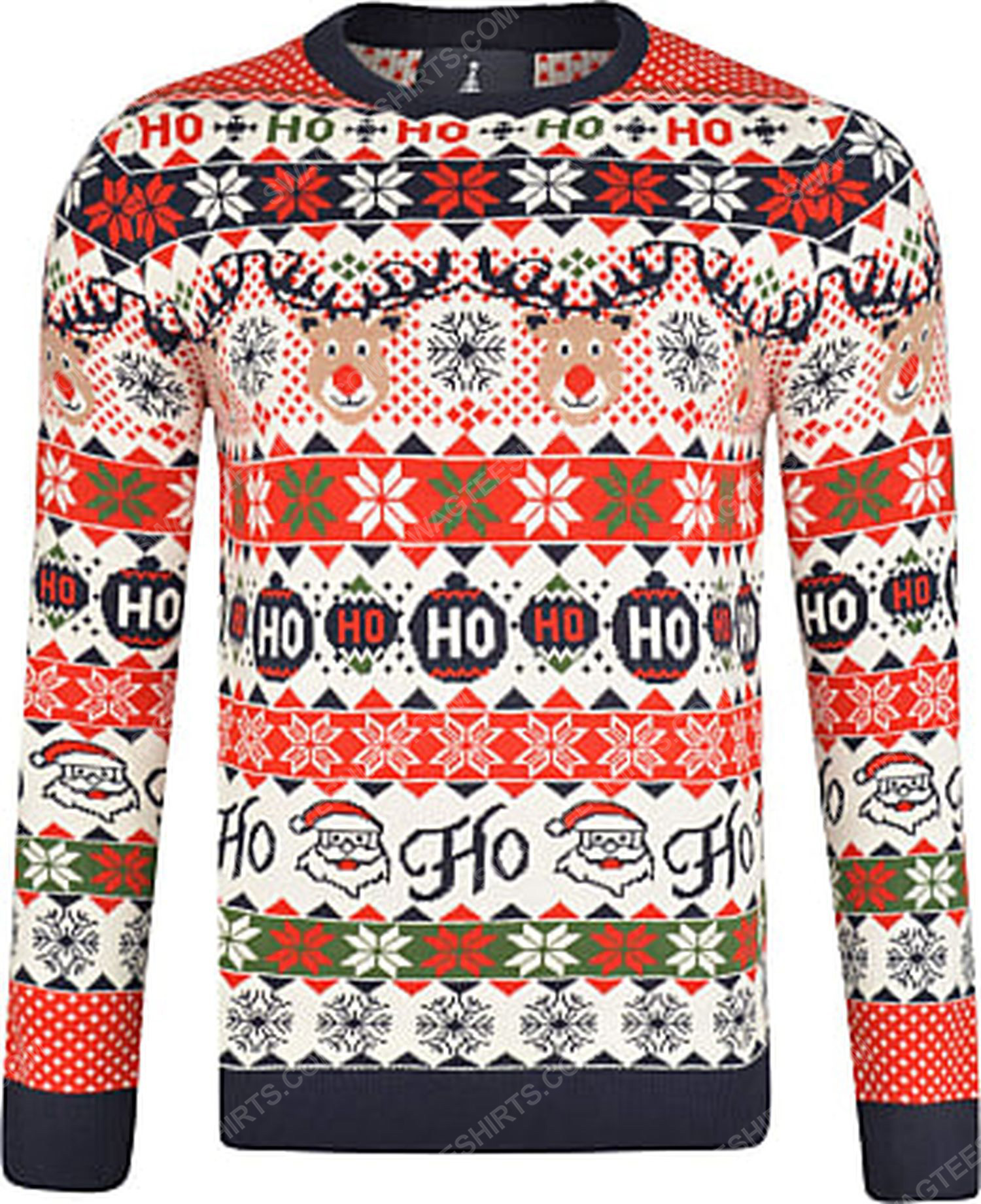 Santa and reindeer full print ugly christmas sweater 1 - Copy (2)