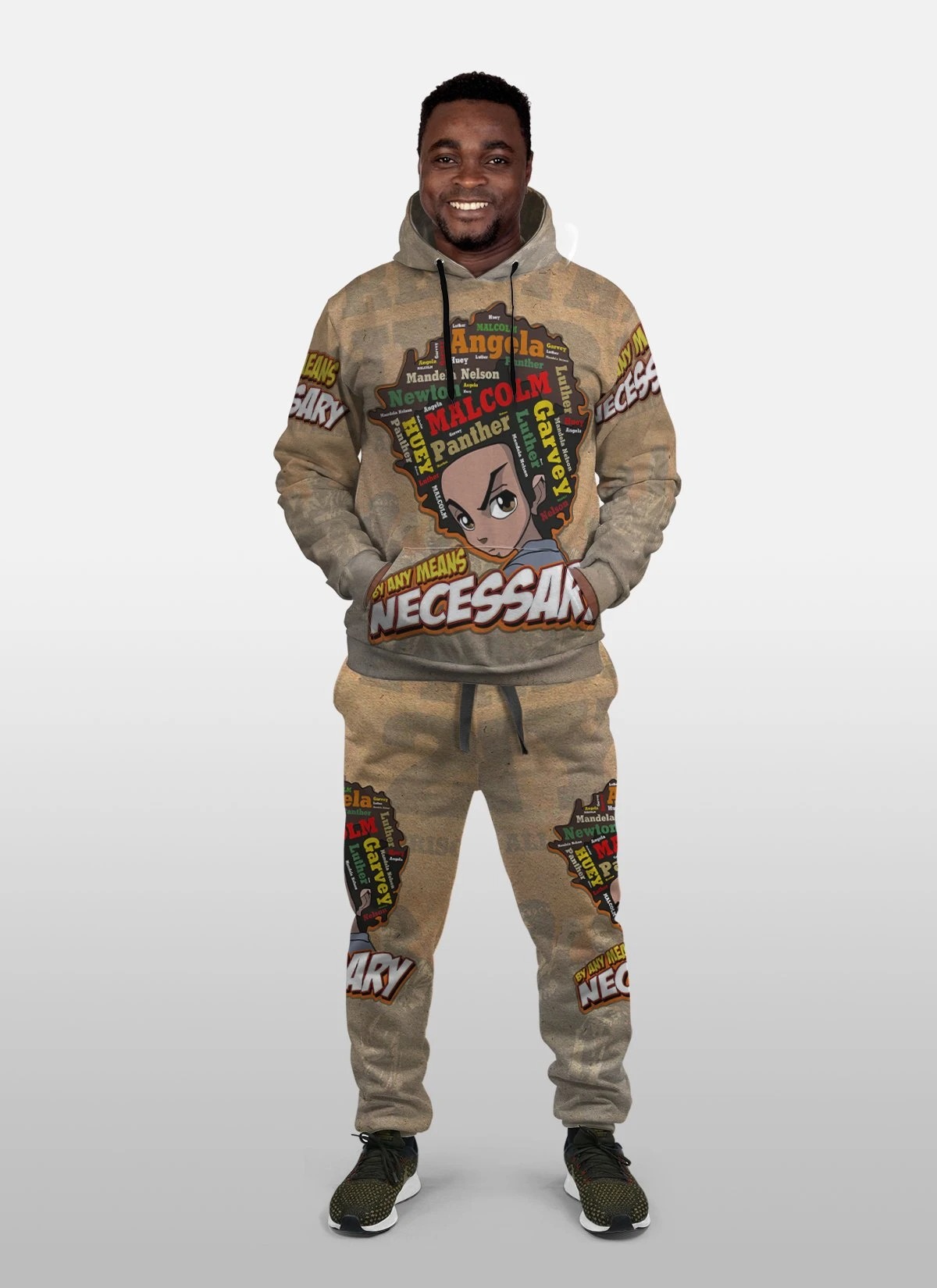 HUEY FREEMAN BLACK POWER By any means necessary 3D hoodie2