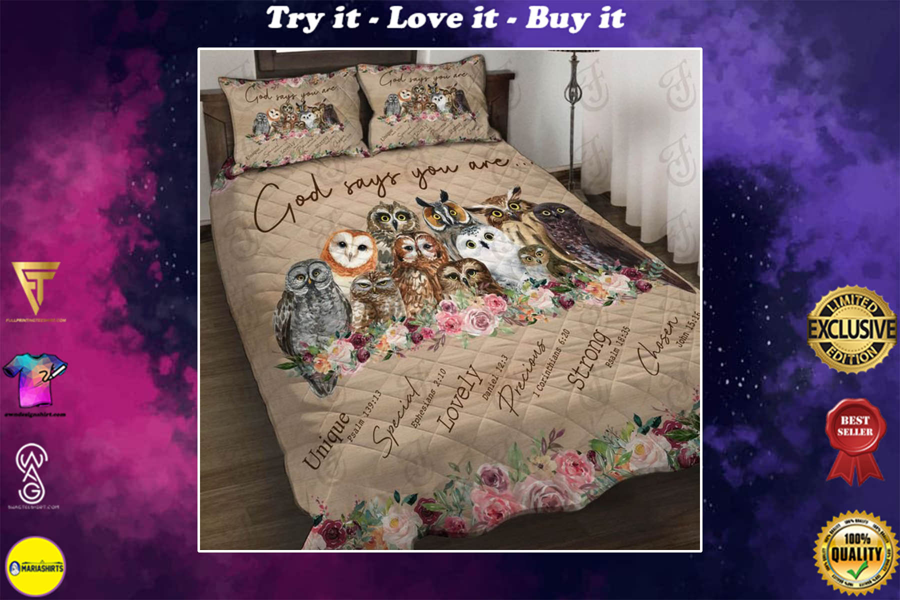 [special edition] custom name God says you are owl bedding set – maria