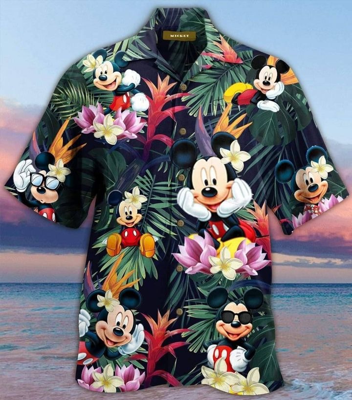 Mickey mouse aloha short sleeve hawaiian shirt 1
