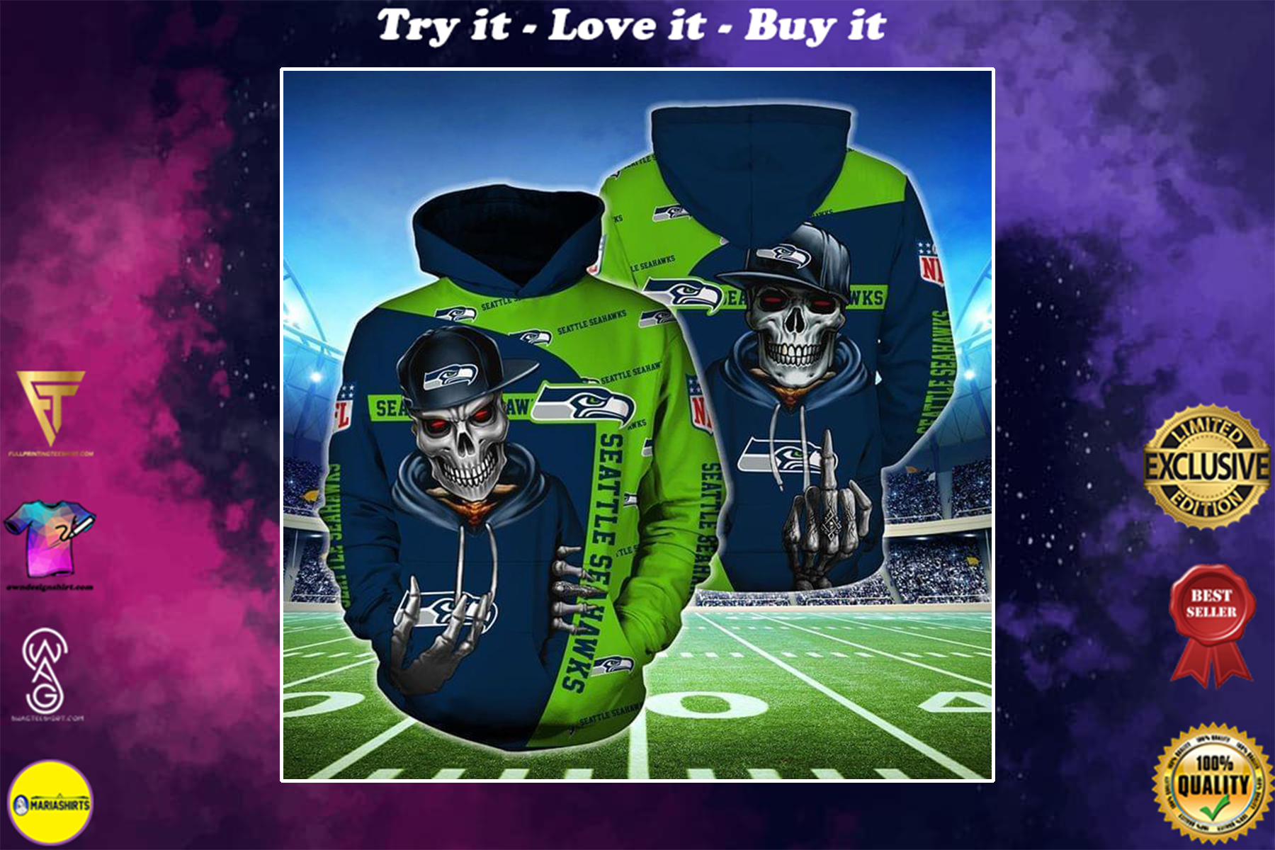 [special edition] hip hop skull seattle seahawks football team full over printed shirt – maria