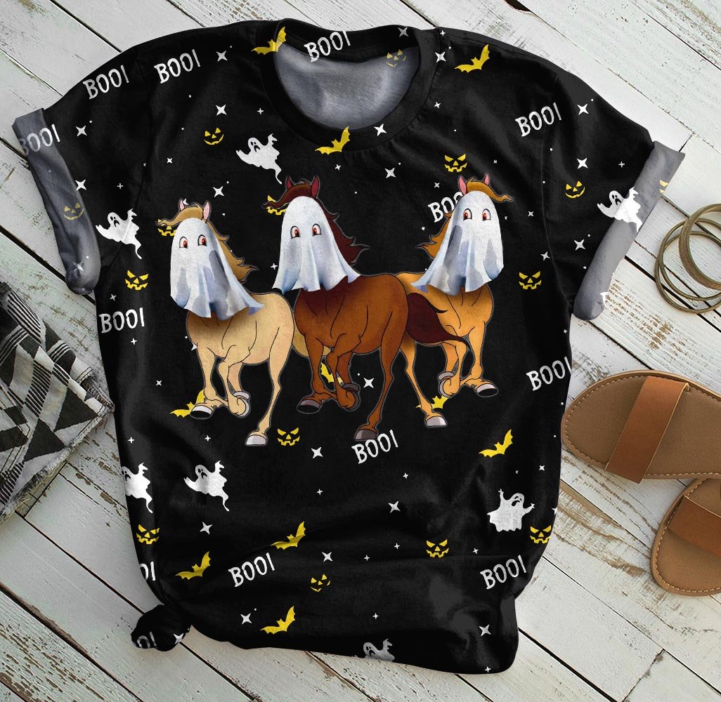 Horse boo boo halloween all over print t-shirt