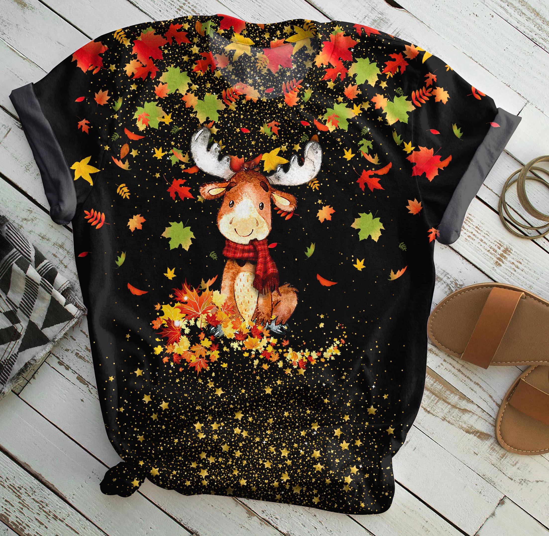 Moose autumn all over print t-shirt