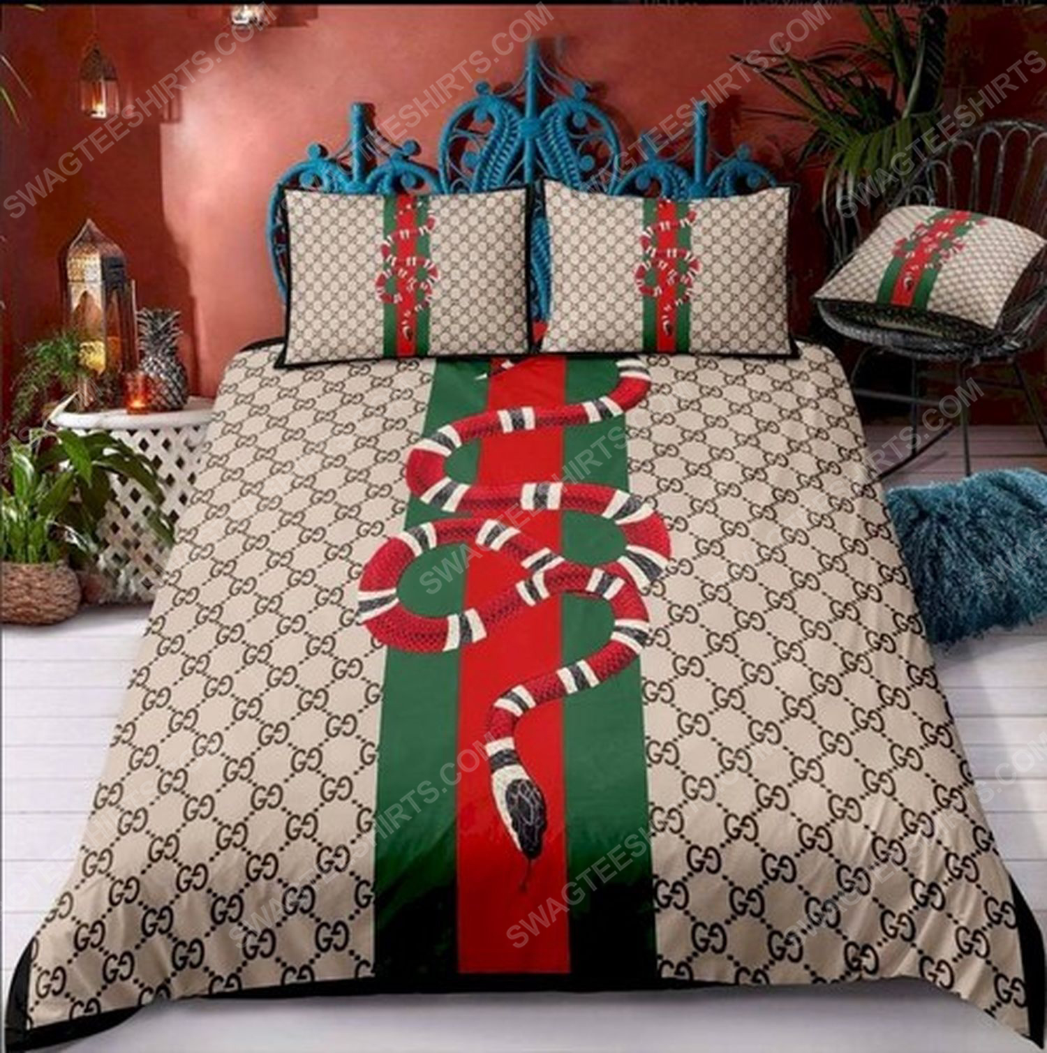 Gucci and snack symbols full print duvet cover bedding set 1